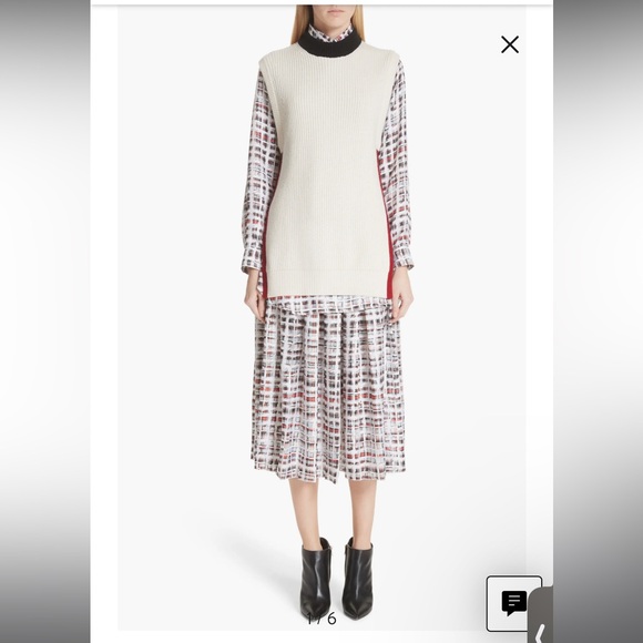 Burberry Farnborough Pleated Check Silk Midi Skirt - Picture 5 of 10